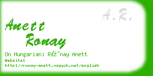 anett ronay business card